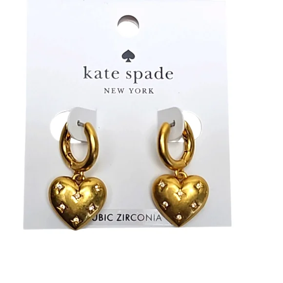 Kate Spade My Precious Gold Heart Huggies Earrings - Picture 9 of 11